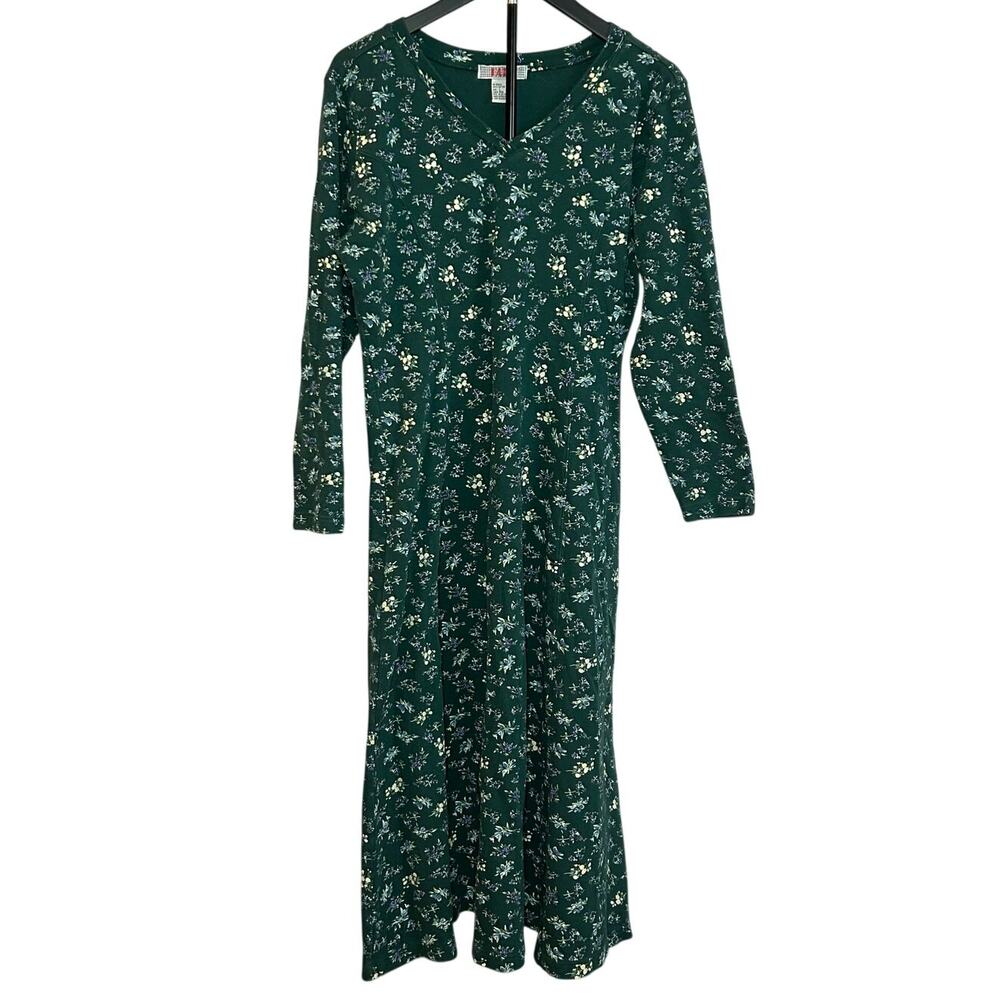 VTG Fads Floral Midi Dress Green L 90s Grunge Cottagecore